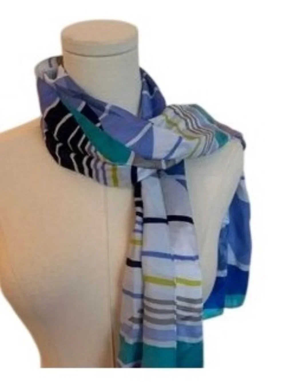 Anne Klein Silk Striped Scarf 14